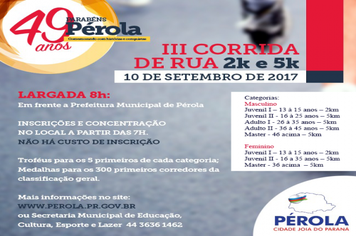 3º PROVA DE CORRIDA DE RUA DA CIDADE DE PÉROLA.